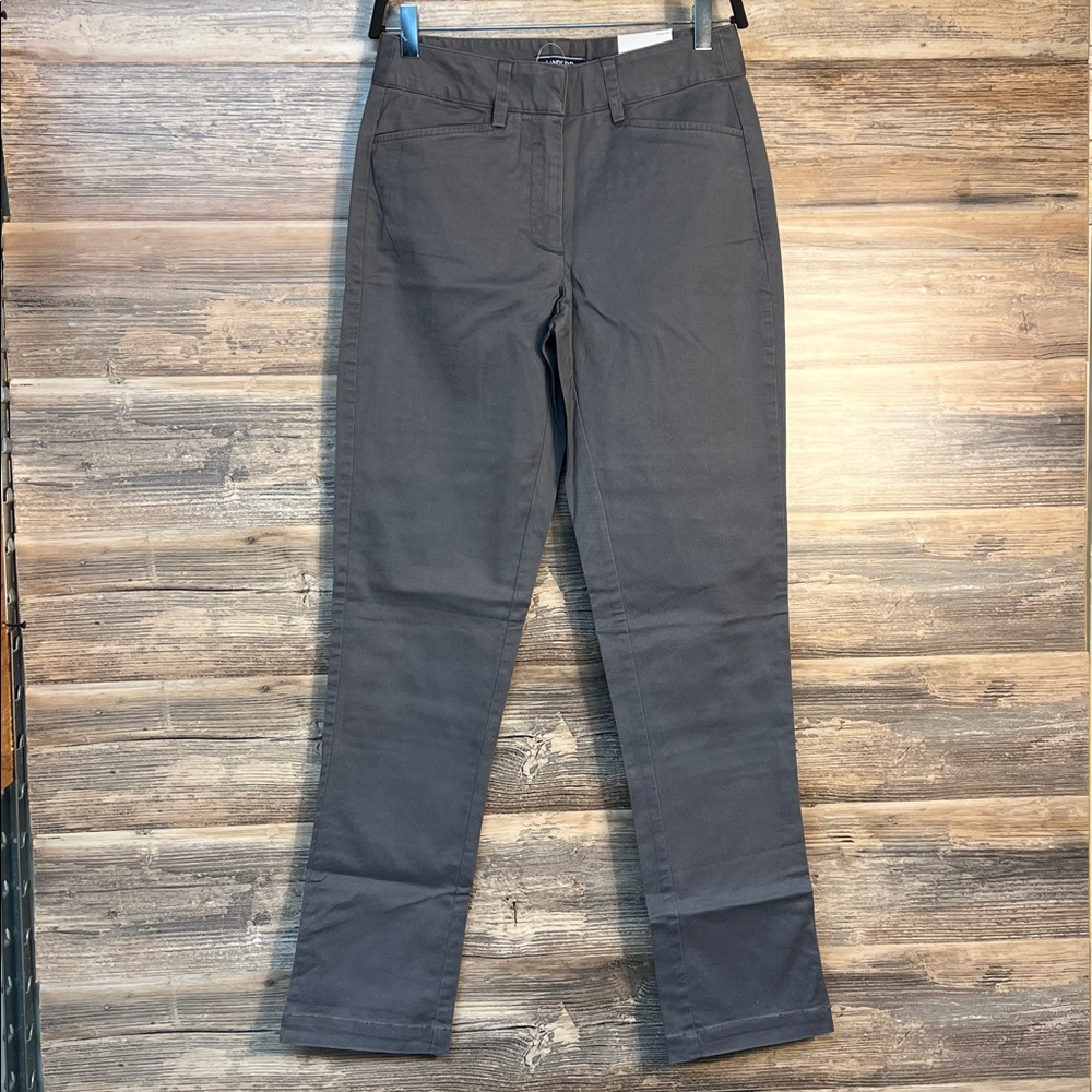 Lands End Women's Fit 2 Straight Chino Gray NWT